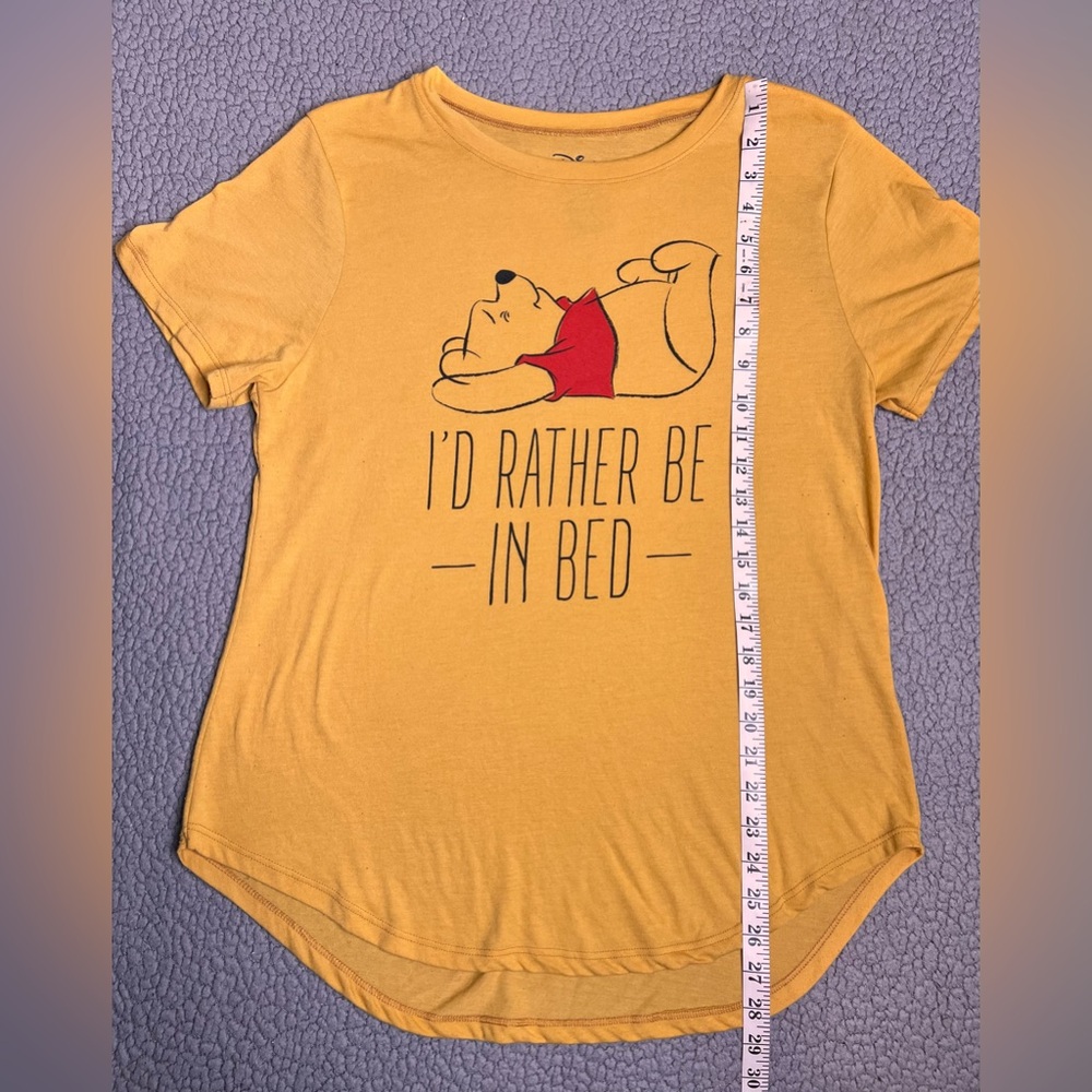 Disney Pooh Bear I’d Rather Be In Bed T Shirt Yellow Womens Size XXL - Picture 3 of 6